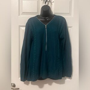 New York & Company Teal V-Neck Sweater